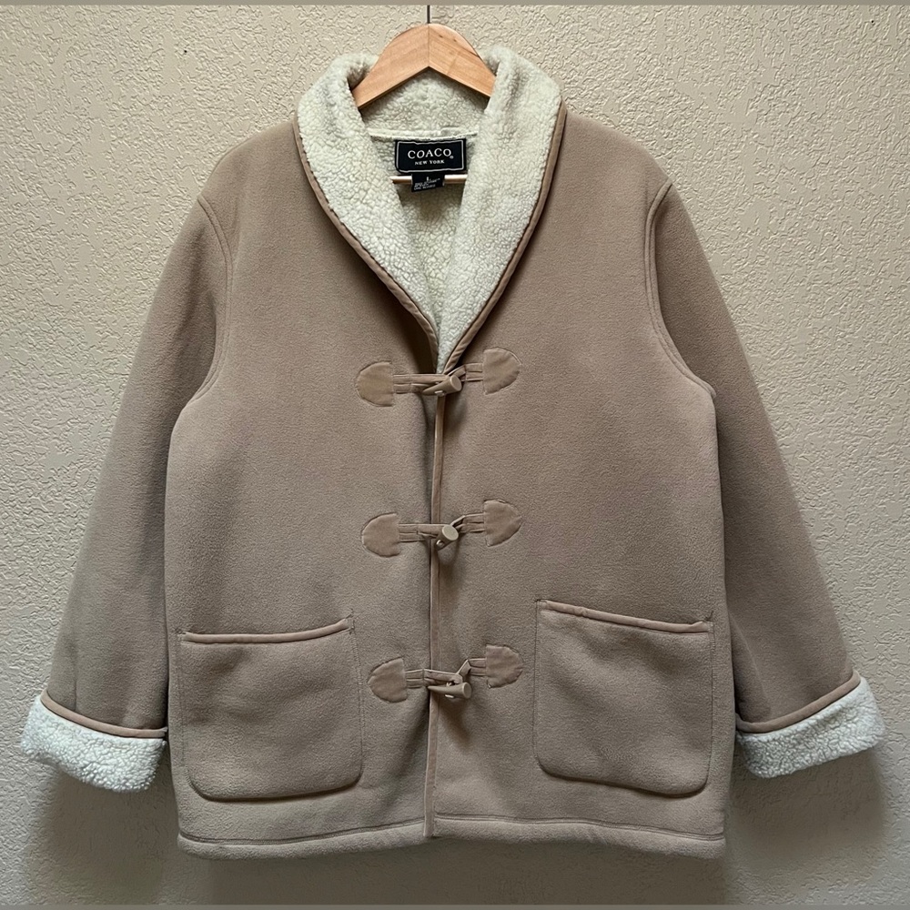 Women’s COACO New York Faux Sherpa Toggle Coat Tan Color Size-L